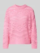 Swetry damskie - Sweter z dzianiny o kroju podkreślającym figurę z ażurowym wzorem model ‘PCNIANA’ - miniaturka - grafika 1