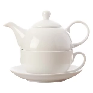 Biały porcelanowy dzbanek do herbaty z filiżanką Maxwell & Williams Basic - Dzbanki i imbryki - miniaturka - grafika 1
