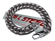 Bransolety męskie - Srebrna Bransoleta Męska Gruba Pancerka Stal 316L - miniaturka - grafika 1