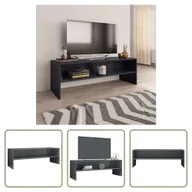 Szafki RTV - The Living Store Szafka pod TV szary wysoki połysk 120x40x40 cm materiał drewnopochodny - miniaturka - grafika 1