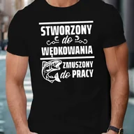 Koszulki męskie - TEMU Koszulka Męska z Zabawnym Polskim Humorem - Granatowa, Krótki Rękaw na "STWÓRZYŻY DO WEDŁOWNAĆ" & Design Rybki, Lekka Oddychająca Tkanina, - miniaturka - grafika 1