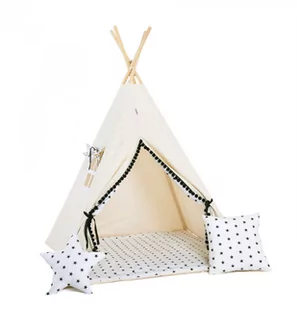 SowkaDesign Namiot tipi dla dzieci, bawełna, okienko, poduszka, kremowa iskierka - Namioty i tipi dla dzieci - miniaturka - grafika 1