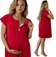 Piżamy ciążowe - Formommy Koszula Nocna Ciążowa Do Karmienia Na Zamek Bordowa XL - miniaturka - grafika 1