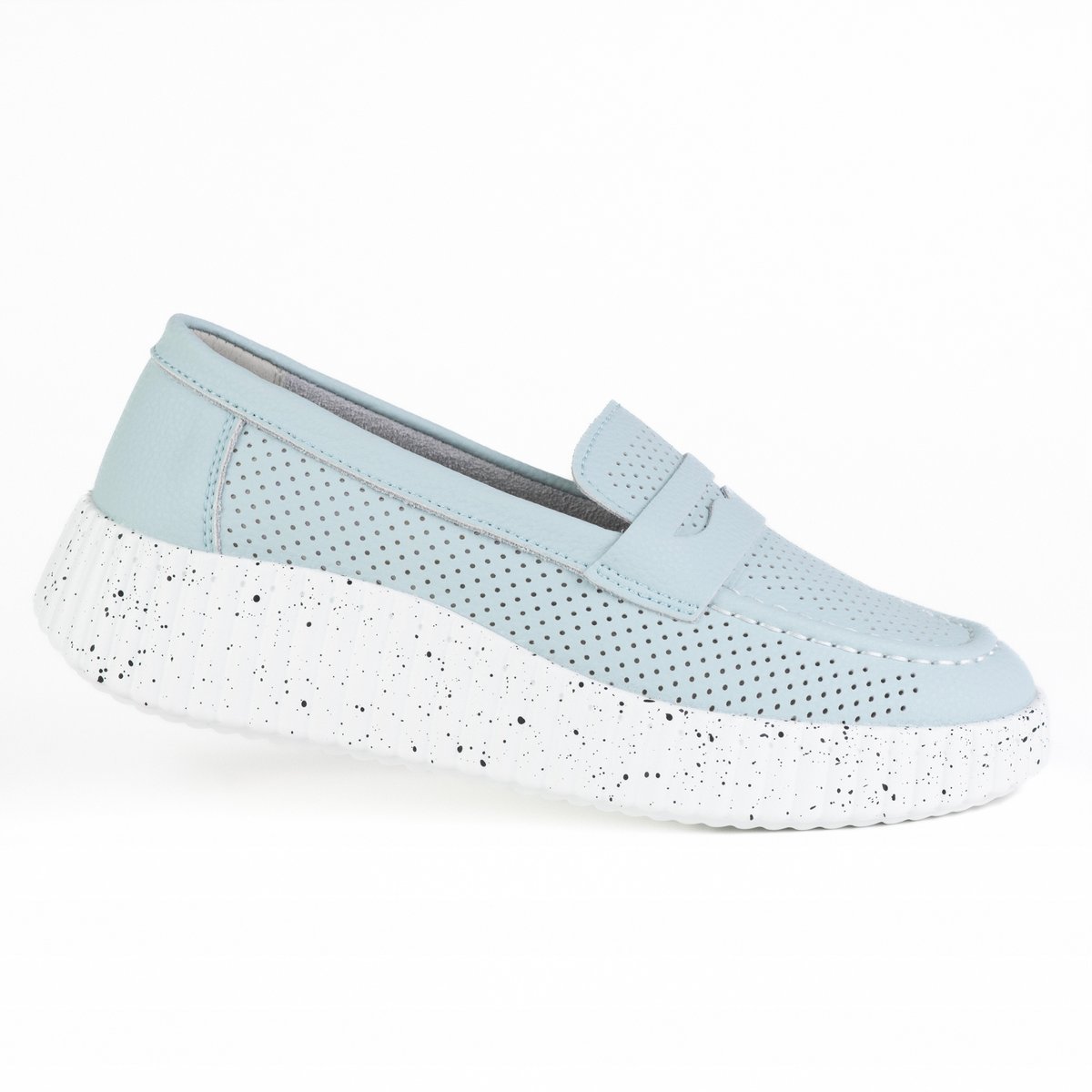 Damskie mokasyny casual Sabatina DX25020L skóra ażurek niebieskie 38