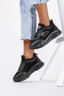 Buty dla dziewczynek - Czarne sneakersy na platformie buty sportowe sznurowane Casu 23-11-21-B - miniaturka - grafika 1
