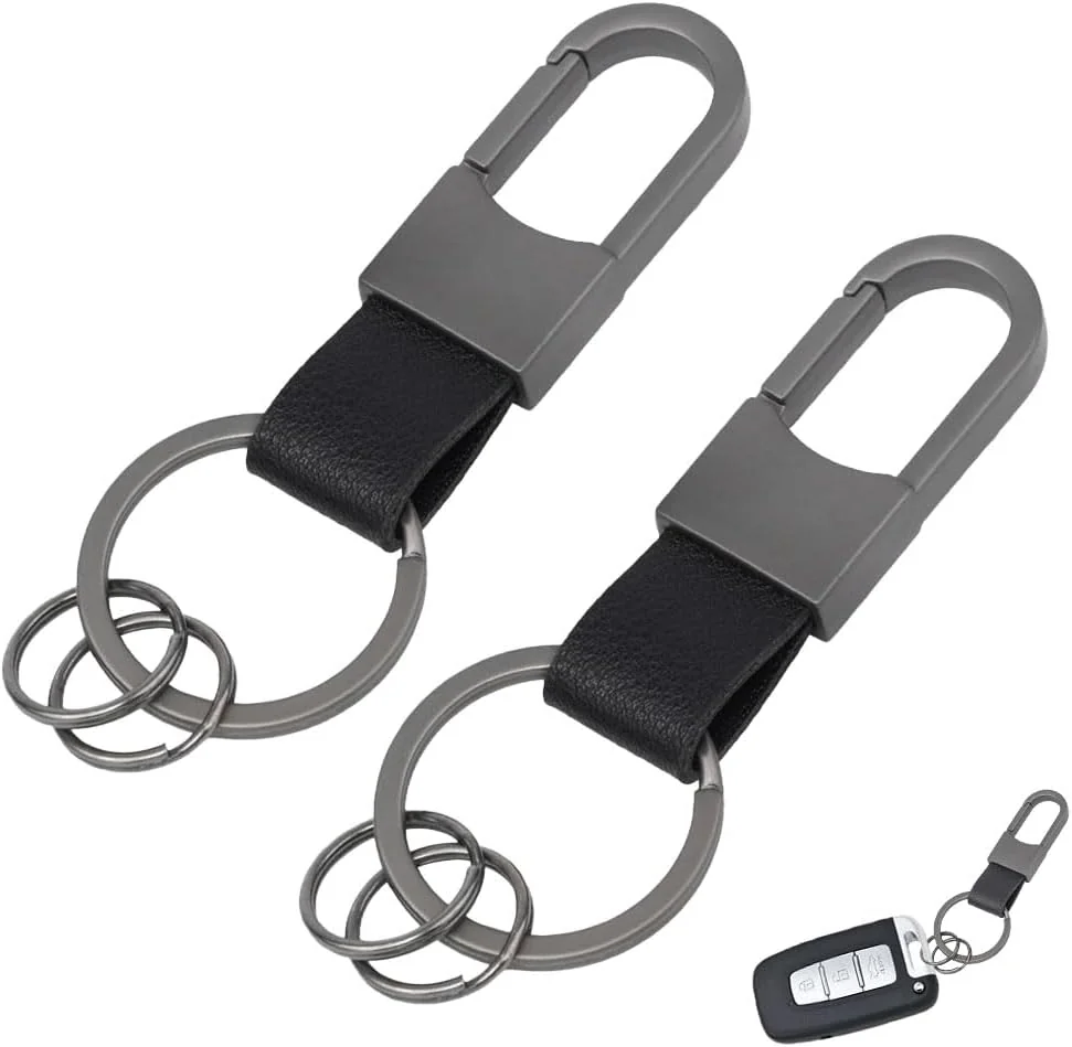 BRELOK 2 SZTUKI SKÓRZANY CZARNY UNISEX KLUCZE SAMOCHÓD ROWER DOM