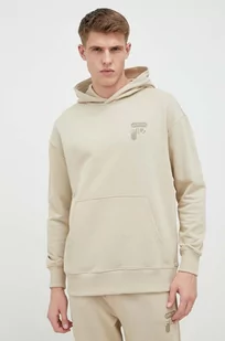 Fila bluza bawełniana męska kolor beżowy z kapturem z nadrukiem - Bluzy męskie - miniaturka - grafika 1