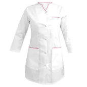 Odzież medyczna - Żakiet  medyczny rękaw 3/4 damski  biały lamówka amarant fartuch 48 - miniaturka - grafika 1