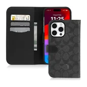 Etui i futerały do telefonów - Coach Folio Signature C Case - Etui 2w1 z klapką iPhone 15 Pro Max (Charcoal) - miniaturka - grafika 1