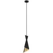 Oprawy, klosze i abażury - Italux Lampa MALIA śr 13,5 cm czarno złota 1x40W E27 - miniaturka - grafika 1