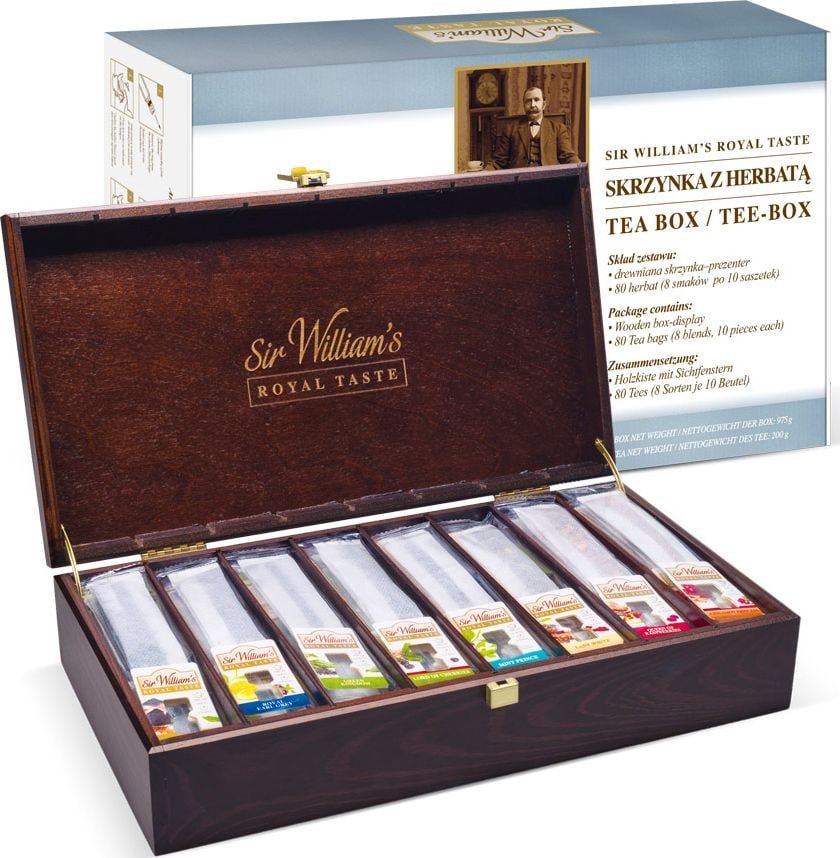 Sir Williams Zestaw herbat w skrzynce - 8 różnych herbat - łącznie 80 saszetek