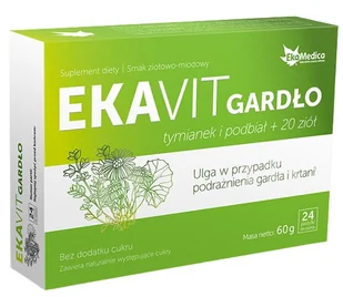 EKAMEDICA SP. Z O.O. S.K. EkaMedica Ekavit Gardło z tymiankiem i podbiałem 24 pastylki do ssania 3817241 - Przeziębienie i grypa - miniaturka - grafika 1