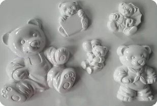 Forma do odlewów gipsu, misie, 5 elementów - Akcesoria rzeźbiarskie - miniaturka - grafika 1
