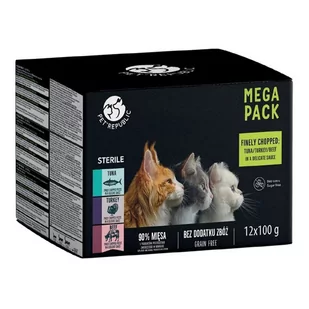 Pet Republic Karma mokra dla kotów sterylizowanych tuńczyk/indyk/wołowina 12 x 100 g - Mokra karma dla kotów - miniaturka - grafika 1