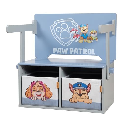 roba Składana ławka Paw Patrol + 2 odwracalne pojemniki do przechowywania - Możliwość przekształcenia w stolik dziecięcy - Odpowiednia od 18 miesiąca - Drewno szare/niebieskie