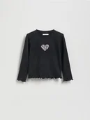 Bluzki dla niemowląt - Reserved - Prążkowana koszulka z nadrukiem - ciemnoszary - miniaturka - grafika 1