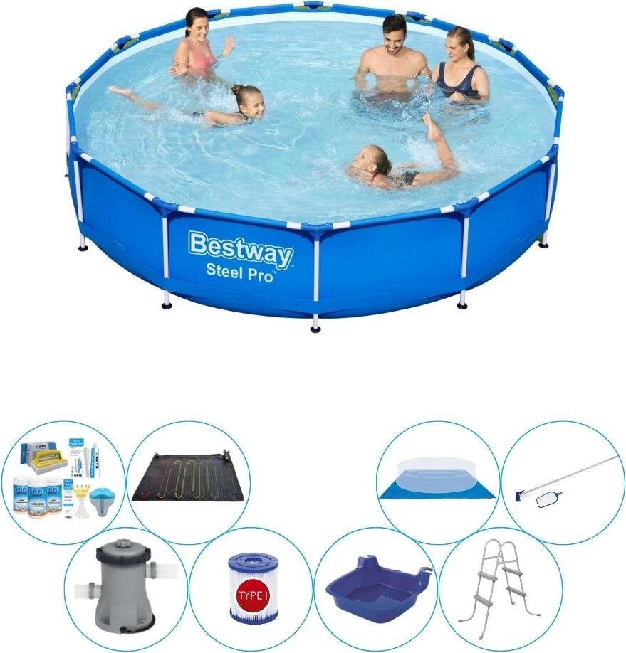 Basen z akcesoriami - Bestway Steel Pro 366x76 cm - Okrągły