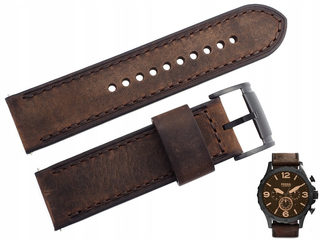 Pasek Fossil JR1487 skórzany brązowy 24 mm