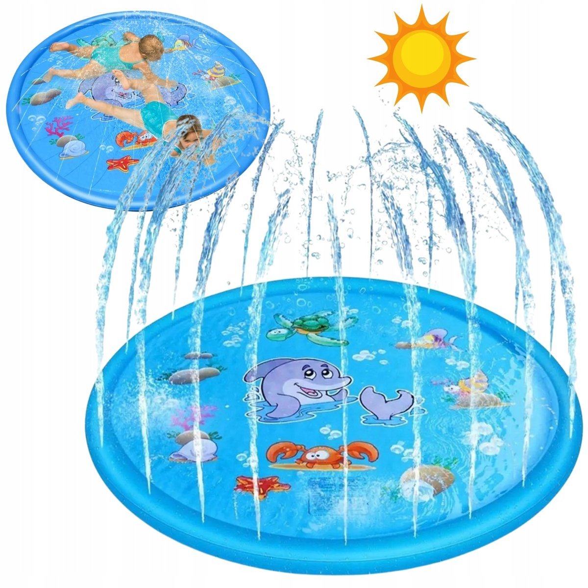 Abiko Zraszacz Wodny Fontanna Wodna na Basen Kurtyna Wodna 100cm Mata dla Dzieci