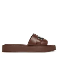 Klapki i japonki damskie - Klapki Calvin Klein Flatform Slide W/Ck Hw - Lth HW0HW02368 Brązowy - miniaturka - grafika 1