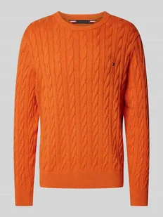 Sweter z dzianiny z wzorem warkocza - Swetry męskie - miniaturka - grafika 1