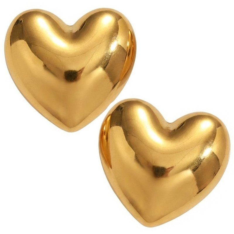Kolczyki Złote Kolczyki Damskie Serce Stal Szlachetna Kolczyki Trusky