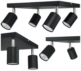 Lampa Plafon Sufitowy Spot GU10 Oprawa Reflektor Czarna Kwadrat Led Ruchoma - Lampy sufitowe - miniaturka - grafika 1