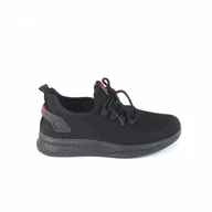 Sneakersy damskie - Sneakersy damskie News 21TX02-3677 czarne/czerwone - miniaturka - grafika 1