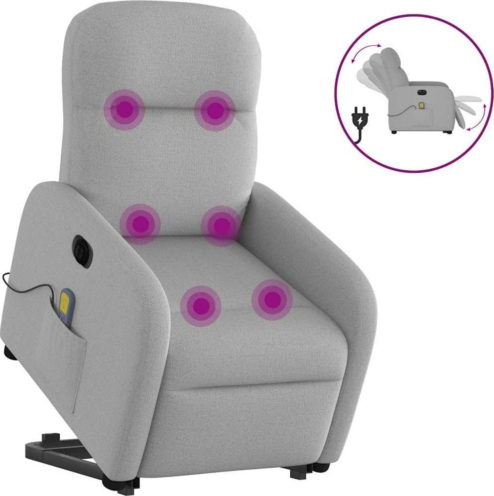 vidaXL vidaXL Podnoszony fotel masujący, elektryczny, rozkładany, szary