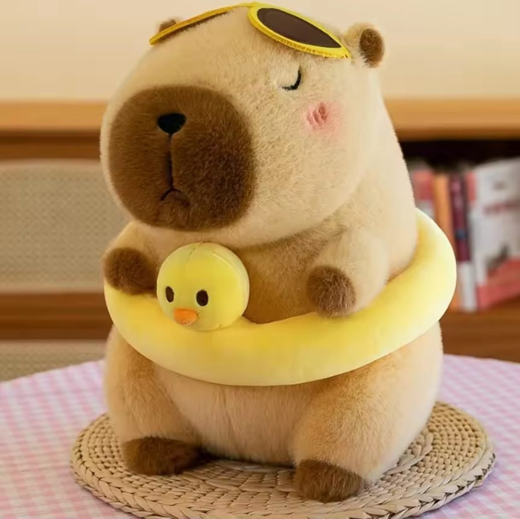 Maskotka pluszak śmieszna DUŻA Kapibara pływaczka 42 cm