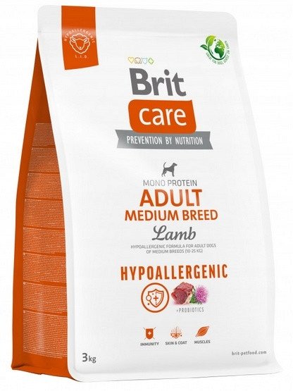 Brit Care Dog Hypoallergenic Adult Medium Breed, jagnięcina i ryż - 3 kg