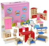 Akcesoria dla lalek - NoboKids Drewniane Mebelki Meble do Domku dla Lalek 35 el CH-488557 - miniaturka - grafika 1