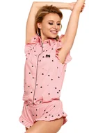 Piżamy damskie - Różowa, krótka piżama w serduszka PIGEON 3XL - miniaturka - grafika 1
