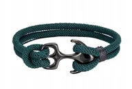 Bransolety męskie - Nowa, męska bransoleta kotwica, podwójny zielony sznur - survivalowy styl - miniaturka - grafika 1