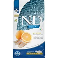 Sucha karma dla kotów - N&D OCEAN CAT HERRING & ORANGE NEUTERED ADULT dla kotów kastrowanych 1,5kg - miniaturka - grafika 1