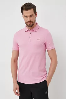 Koszulki męskie - Hugo Boss polo CASUAL męski kolor różowy gładki - - grafika 1