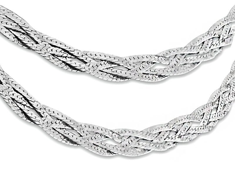 Srebrny naszyjnik 925 szeroki 50cm warkocz 14,8g