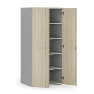 Szafa biurowa z drzwiami PRIMO GRAY, 1781 x 800 x 600 mm, szary/dąb naturalny - Szafy biurowe - miniaturka - grafika 1
