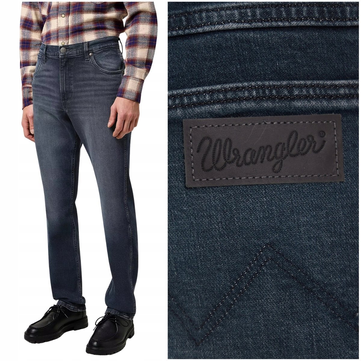 Wrangler GREENSBORO Ocean Storm proste ciemne spodnie jeansowe W44 L34