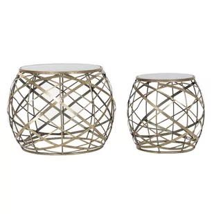 Emaga Komplet 2 Stolików DKD Home Decor Szkło Czarny Złoty Metal Nowoczesny (60 x 60 x 45 cm) (2 pcs) - Ławy i stoliki kawowe - miniaturka - grafika 1