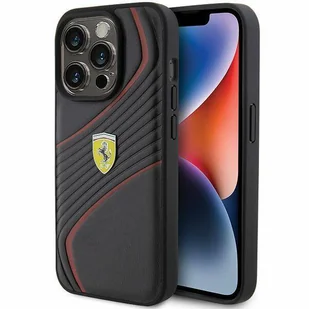 Etui Ferrari Twist Metal Logo na iPhone 15 Pro - czarne - Etui i futerały do telefonów - miniaturka - grafika 1