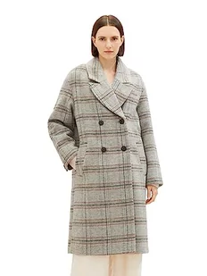 TOM TAILOR Damski płaszcz 1037556, 32426-szary pomarańczowy zielony Check Woven, XXL, 32426 – szary pomarańczowy zielony sznur tkany, XXL - Płaszcze damskie - miniaturka - grafika 1