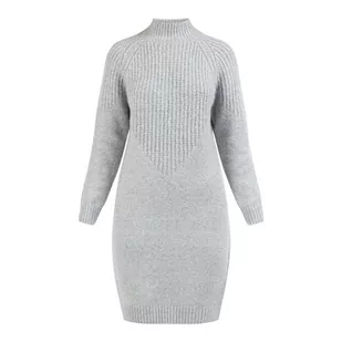 usha WHITE LABEL Damska sukienka z dzianiny z długim rękawem midi Lynnea, szary, XL-XXL - Sukienki - miniaturka - grafika 1