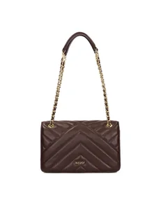 Brązowa pikowana torebka na łańcuchu - Torebki damskie - miniaturka - grafika 1