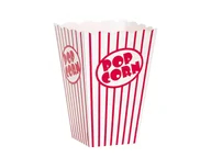 Dekoracje i nakrycia stołu na imprezę - Pudełka na popcorn w biało-czerwone paski - 10 szt. - miniaturka - grafika 1