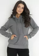 Bluzy damskie - Ciemnoszara Bluza Basic z Kapturem Philelaia - miniaturka - grafika 1