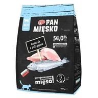 Sucha karma dla kotów - Pan Mięsko Kurczak z pstrągiem 0,4kg karma dla kota hipoalergiczna - miniaturka - grafika 1