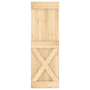 Drzwi przesuwne z osprzętem, 70x210 cm, lite drewno sosnowe 8721012082977 - Drzwi wewnętrzne - miniaturka - grafika 3