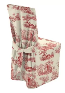 Dekoria Sukienka na krzesło tło ecru czerwone postacie 45x94 cm Avinon 580-132-15 - Pokrowce na meble - miniaturka - grafika 1