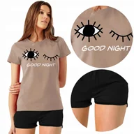 Piżamy damskie - PIŻAMA Damska + Szorty GOOD NIGHT Różne WZORY M - miniaturka - grafika 1